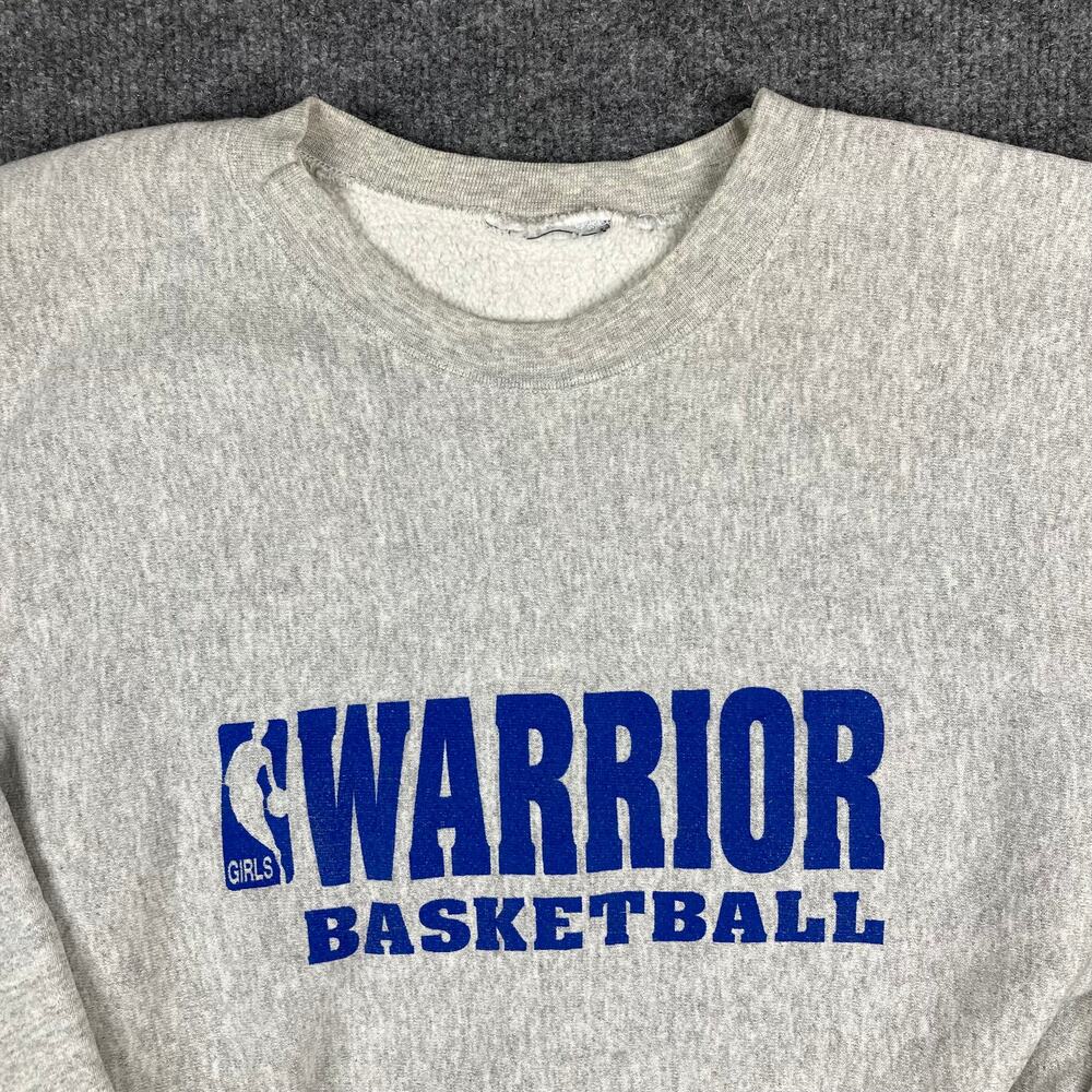 Warrior Sweatshirt Mens Size L Gray Girls Basketball Graphic Athletic Pullover